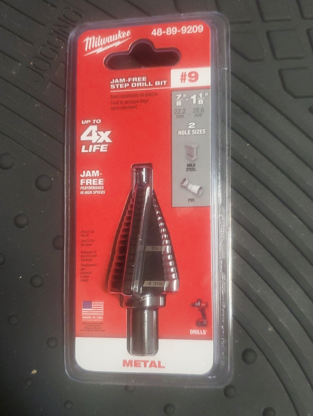 Milwaukee #9 Jam-Free Step Drill Bit — Black/Red